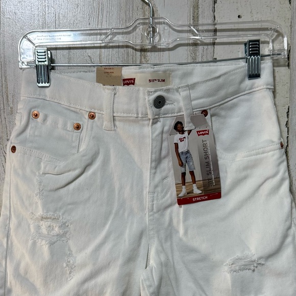 Levi's White Boys Jean Shorts Size 12 Waist 26 - Picture 2 of 13